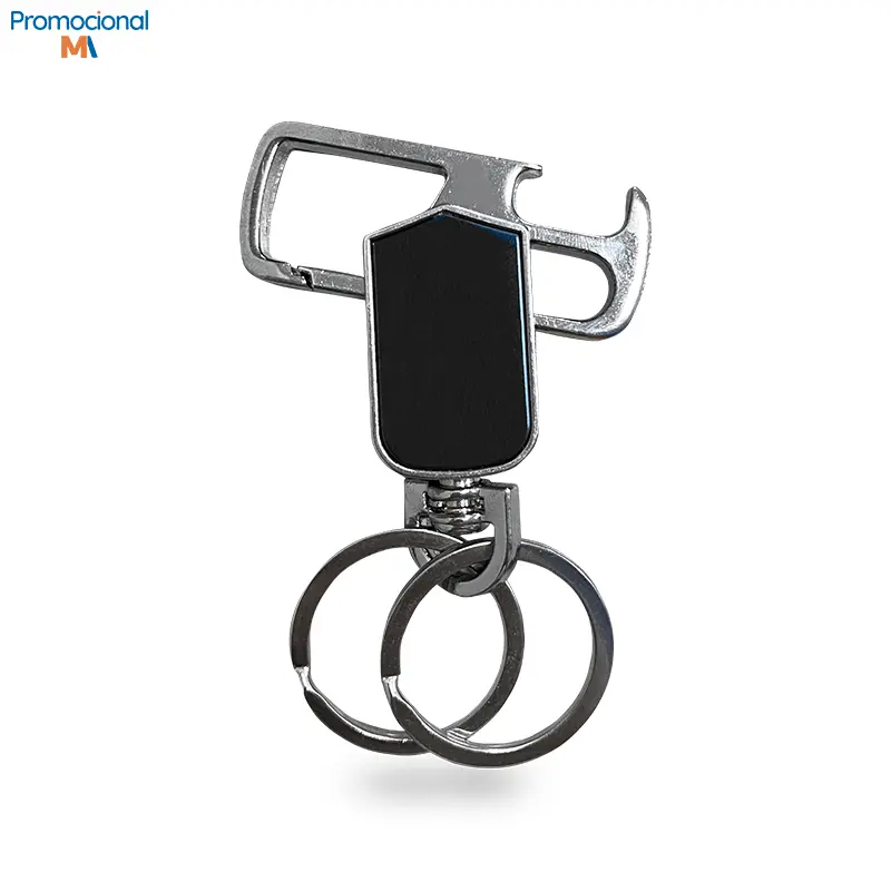 Chaveiro Mosquetão Giratório Abridor Duas Argolas - MAT-8013